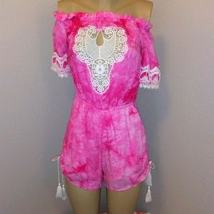 Hot pink Tie Dye Romper